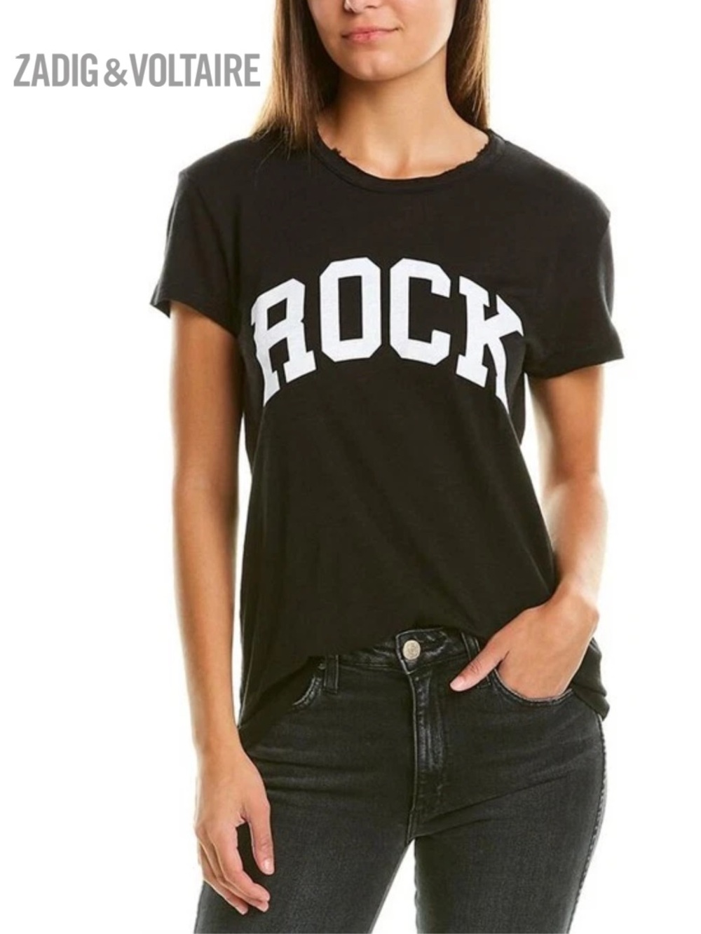 ZADIG & VOLTAIRE new Authentic Walk Chine 'Rock' Flocked Graphic Tee